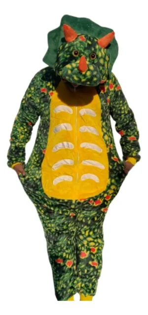 Pijama Polar De Dinosaurio Juvenil Unisex Verde